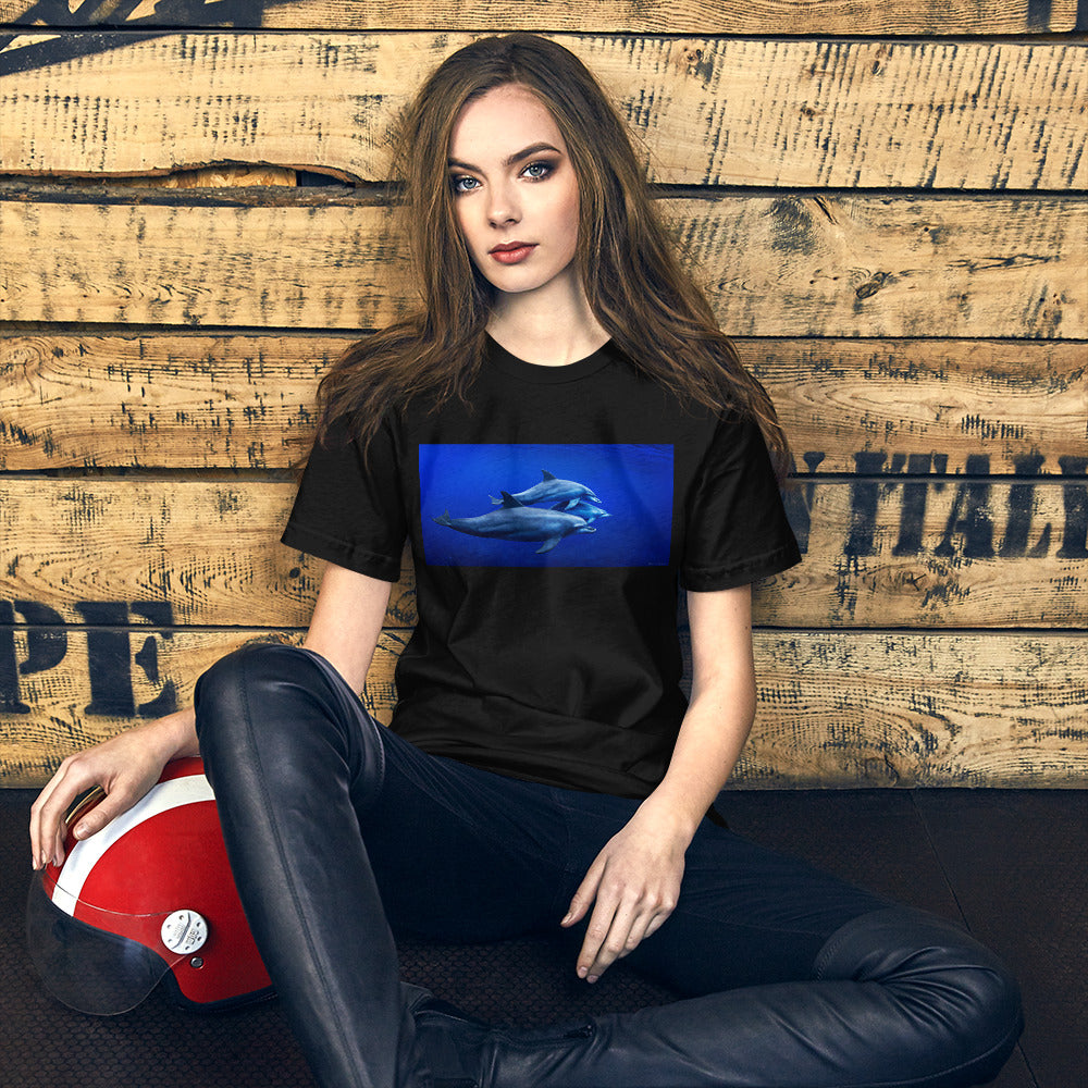 Classic Crew Neck Tee - Dolphins in Blue - Ronz-Design-Unique-Apparel