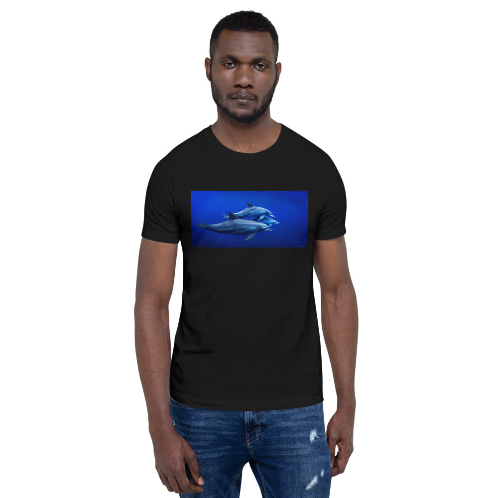 Classic Crew Neck Tee - Blue Dolphins - Ronz-Design-Unique-Apparel