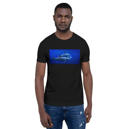 Classic Crew Neck Tee - Blue Dolphins - Ronz-Design-Unique-Apparel