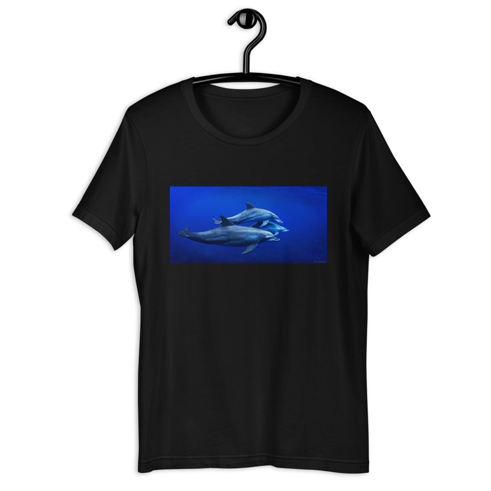 Classic Crew Neck Tee - Blue Dolphins - Ronz-Design-Unique-Apparel