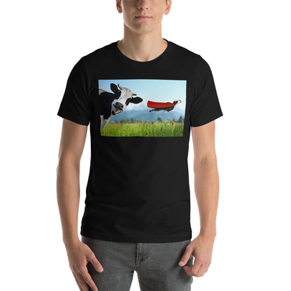 Classic Crew Neck Tee - Cow & Super Dog - Ronz-Design-Unique-Apparel