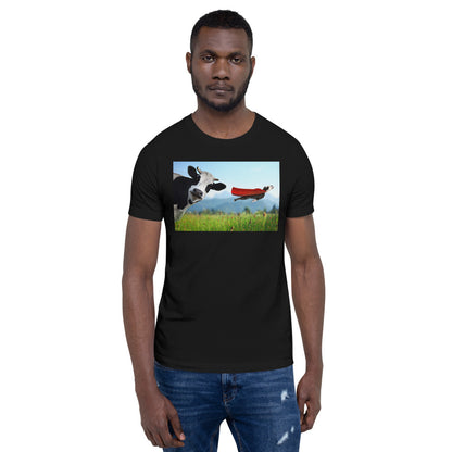 Classic Crew Neck Tee - Cow & Super Dog - Ronz-Design-Unique-Apparel