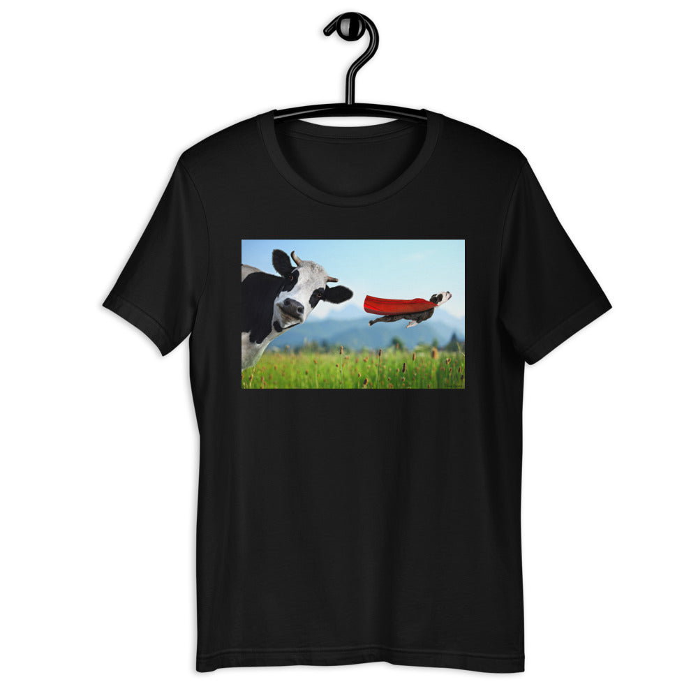 Classic Crew Neck Tee - Cow & Super Dog - Ronz-Design-Unique-Apparel