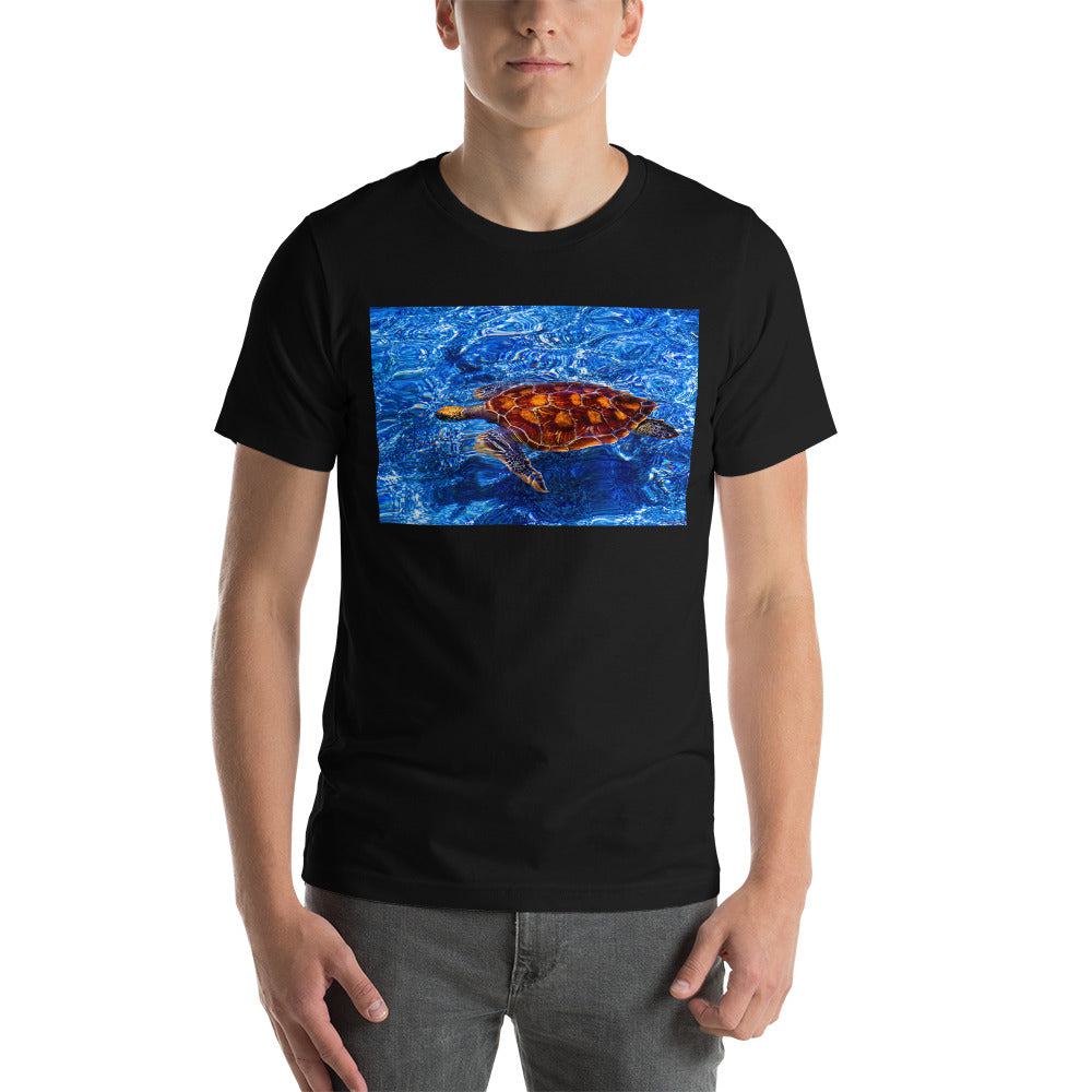 Classic Crew Neck Tee - Turtle in Blue Water - Ronz-Design-Unique-Apparel