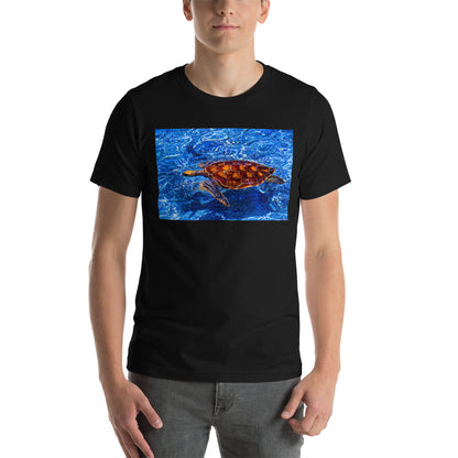 Classic Crew Neck Tee - Turtle in Blue Water - Ronz-Design-Unique-Apparel
