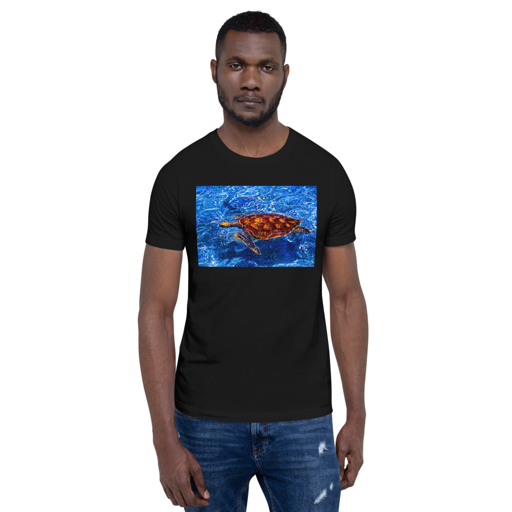Classic Crew Neck Tee - Turtle in Blue Water - Ronz-Design-Unique-Apparel