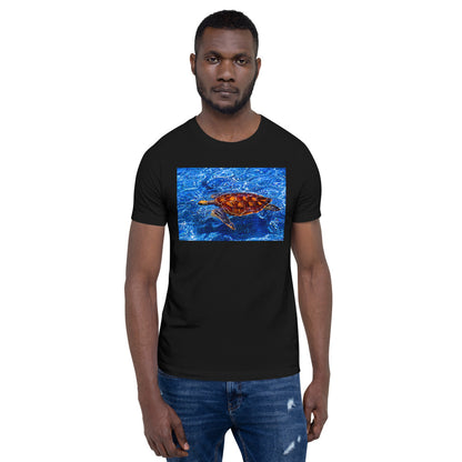 Classic Crew Neck Tee - Turtle in Blue Water - Ronz-Design-Unique-Apparel