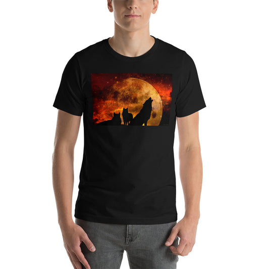 Classic Crew Neck Tee - Howling at the Orange Moon - Ronz-Design-Unique-Apparel