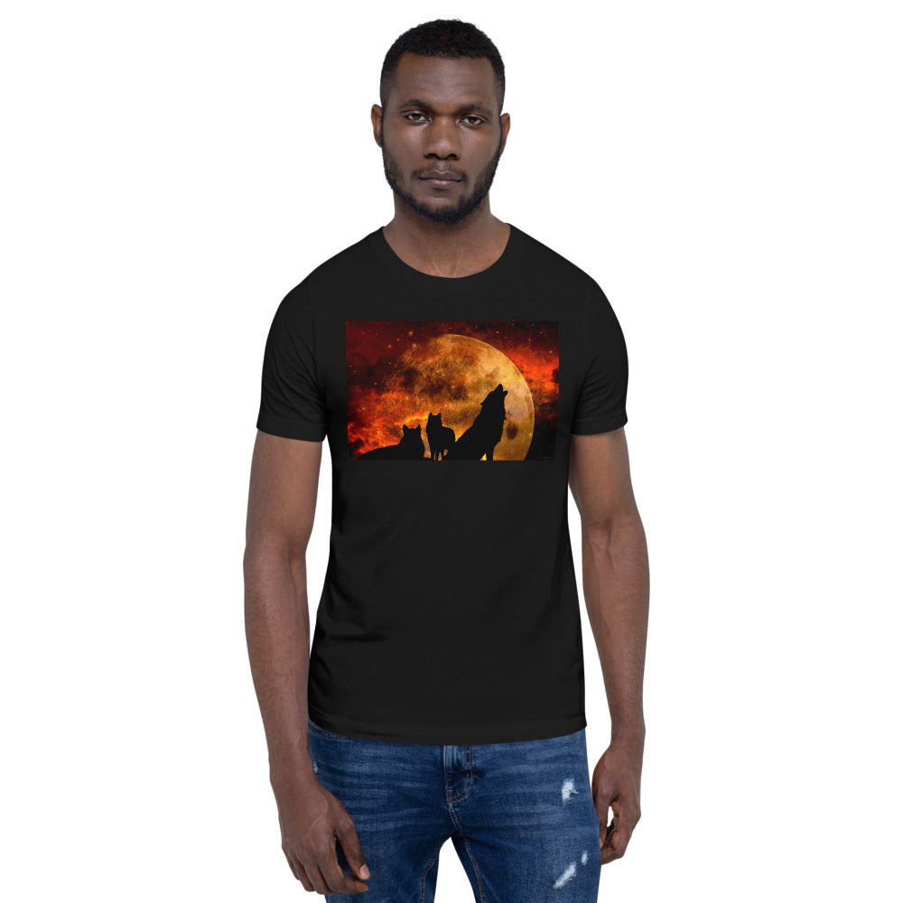 Classic Crew Neck Tee - Howling at the Orange Moon - Ronz-Design-Unique-Apparel