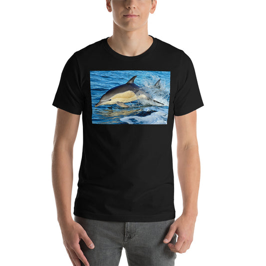 Classic Crew Neck Tee - Dolphin Rising - Ronz-Design-Unique-Apparel