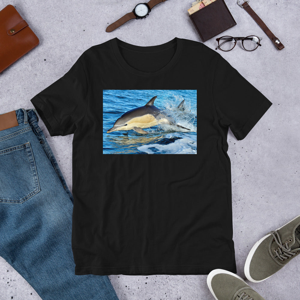 Classic Crew Neck Tee - Dolphin Rising - Ronz-Design-Unique-Apparel
