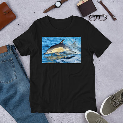Classic Crew Neck Tee - Dolphin Rising - Ronz-Design-Unique-Apparel