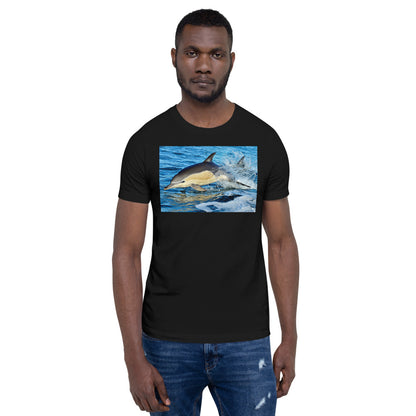 Classic Crew Neck Tee - Dolphin Rising - Ronz-Design-Unique-Apparel