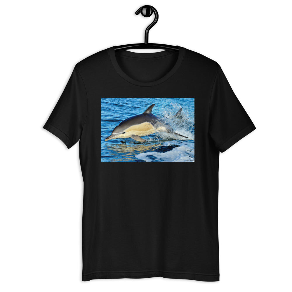 Classic Crew Neck Tee - Dolphin Rising - Ronz-Design-Unique-Apparel