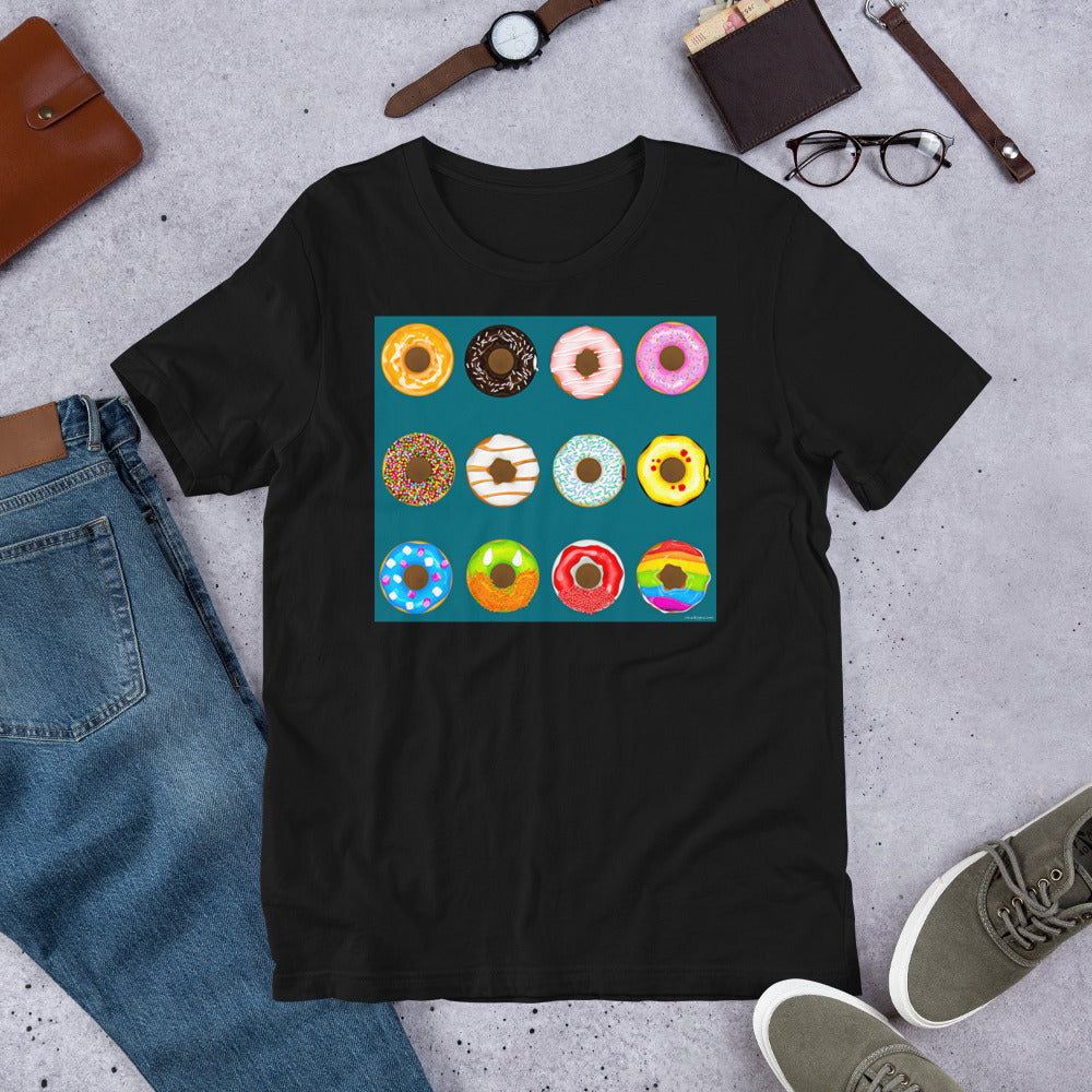Premium Soft Crew Neck - Donuts on Blue Green Background