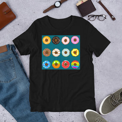 Premium Soft Crew Neck - Donuts on Blue Green Background
