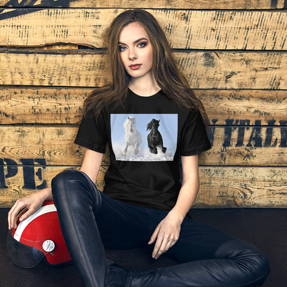 Everyday Elegant Tee - Black & White Stallions Flying