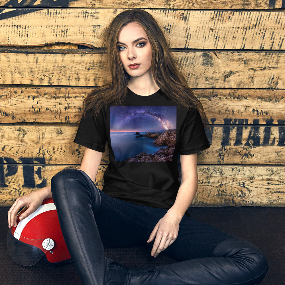 Premium Soft Crew Neck - The Milky Way Over a Rocky Bay