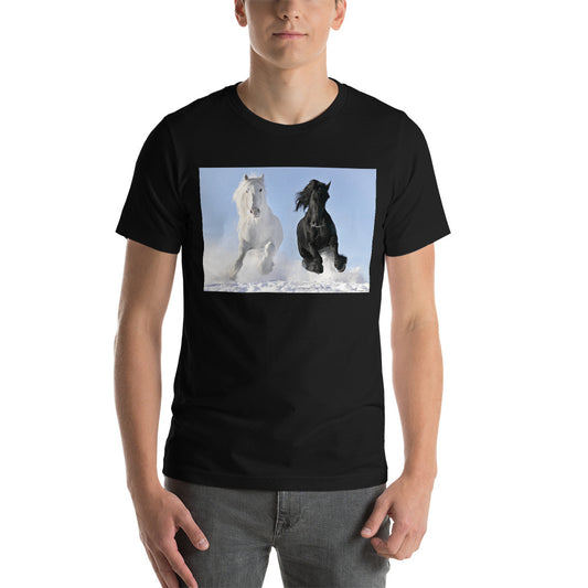 Premium Soft Crew Neck - Black & White Stallions Flying