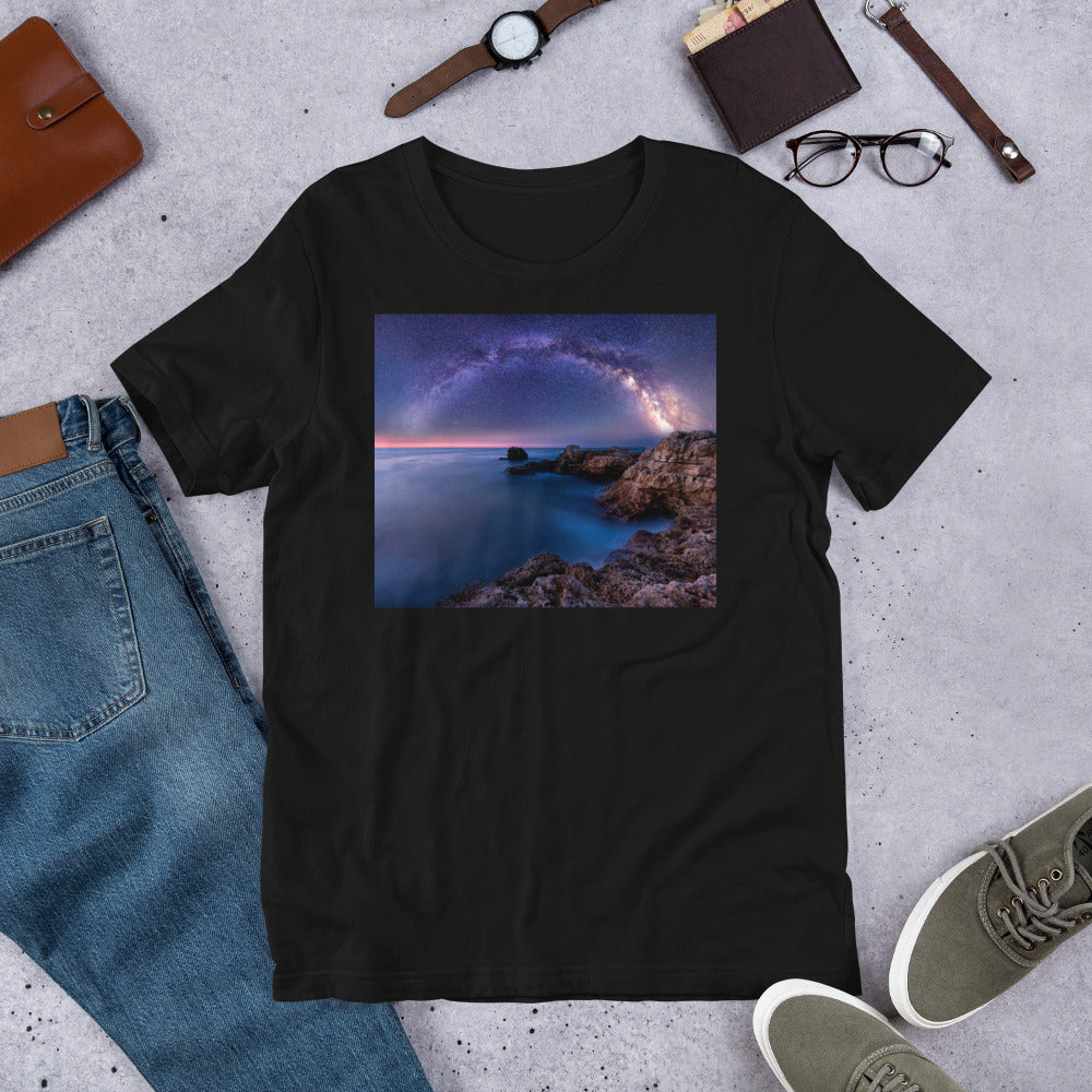 Premium Soft Crew Neck - The Milky Way Over a Rocky Bay