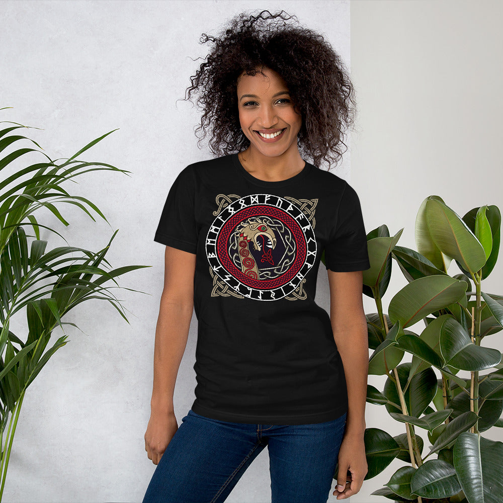 Classic Crew Neck Tee - Drakkar Dragon Surrounded by Celtic Knots