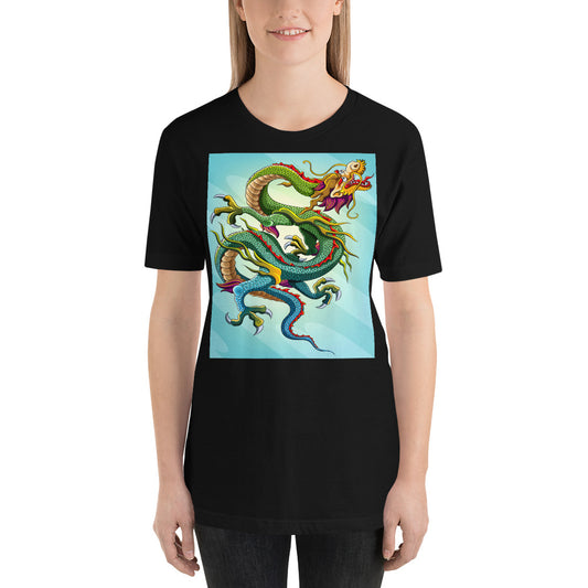 Everyday Elegant Tee - Green & Blue Chinese Sky Dragon