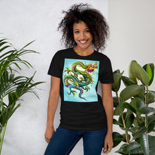 Load image into Gallery viewer, Everyday Elegant Tee - Green &amp; Blue Chinese Sky Dragon
