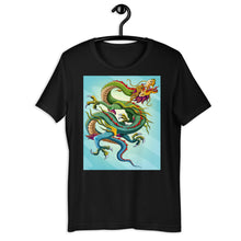 Load image into Gallery viewer, Everyday Elegant Tee - Green &amp; Blue Chinese Sky Dragon

