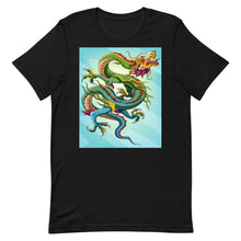 Load image into Gallery viewer, Everyday Elegant Tee - Green &amp; Blue Chinese Sky Dragon
