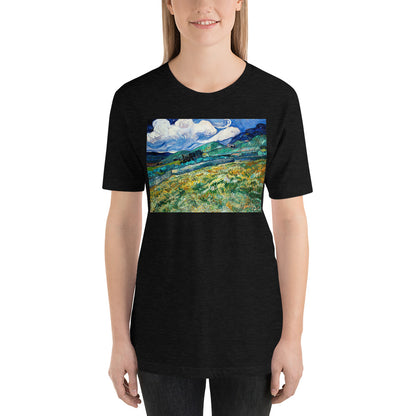 Classic Crew Neck Tee - van Gogh: Mountainous Landscape Behind St-Paul Hospital - Ronz-Design-Unique-Apparel