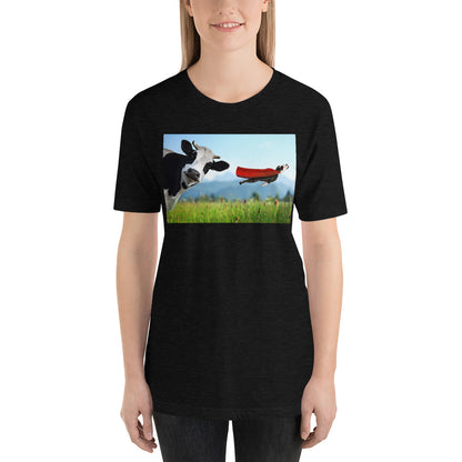 Classic Crew Neck Tee - Cow & Super Dog - Ronz-Design-Unique-Apparel