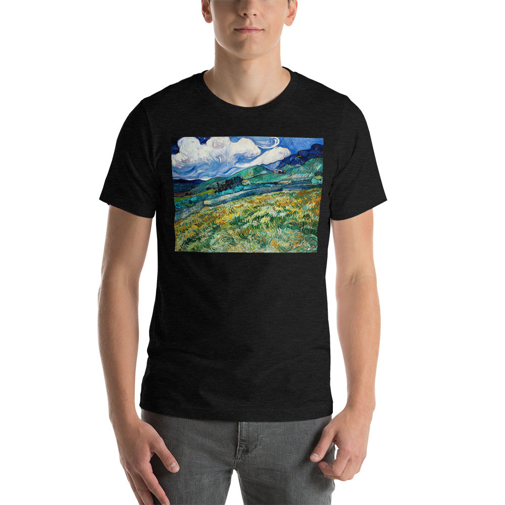 Classic Crew Neck Tee - van Gogh: Mountainous Landscape Behind St-Paul Hospital - Ronz-Design-Unique-Apparel