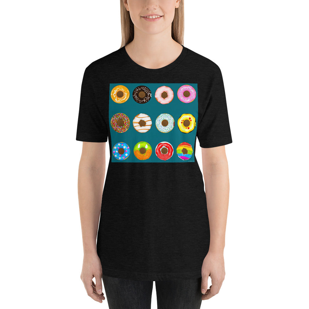 Premium Soft Crew Neck - Donuts on Blue Green Background