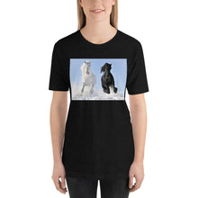 Load image into Gallery viewer, Everyday Elegant Tee - Black &amp; White Stallions Flying
