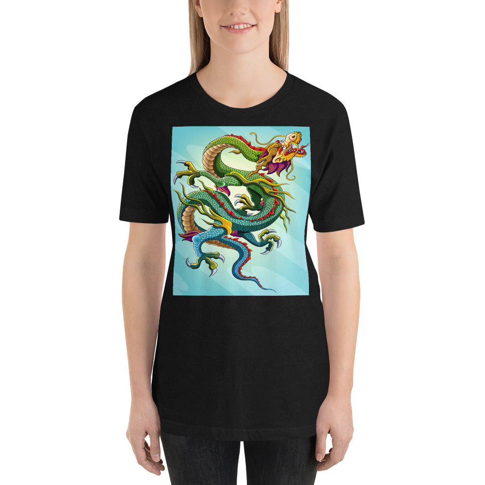 Everyday Elegant Tee - Green & Blue Chinese Sky Dragon