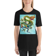 Load image into Gallery viewer, Everyday Elegant Tee - Green &amp; Blue Chinese Sky Dragon
