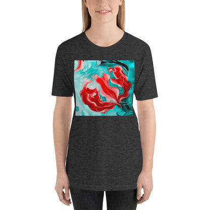 Classic Crew Neck Tee - Red Flowers Watercolor #4 - Ronz-Design-Unique-Apparel
