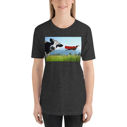 Classic Crew Neck Tee - Cow & Super Dog - Ronz-Design-Unique-Apparel