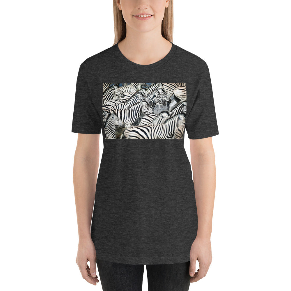 Classic Crew Neck Tee - Zebras Running Through Water - Ronz-Design-Unique-Apparel