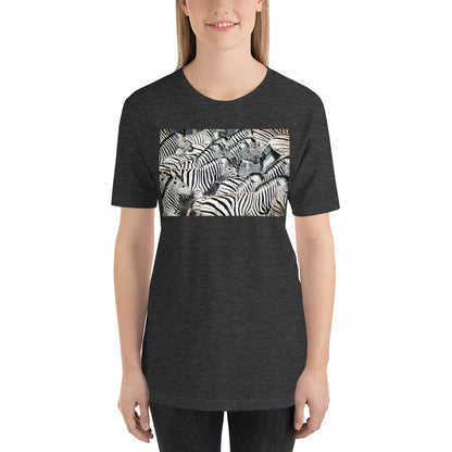 Classic Crew Neck Tee - Zebras Running Through Water - Ronz-Design-Unique-Apparel