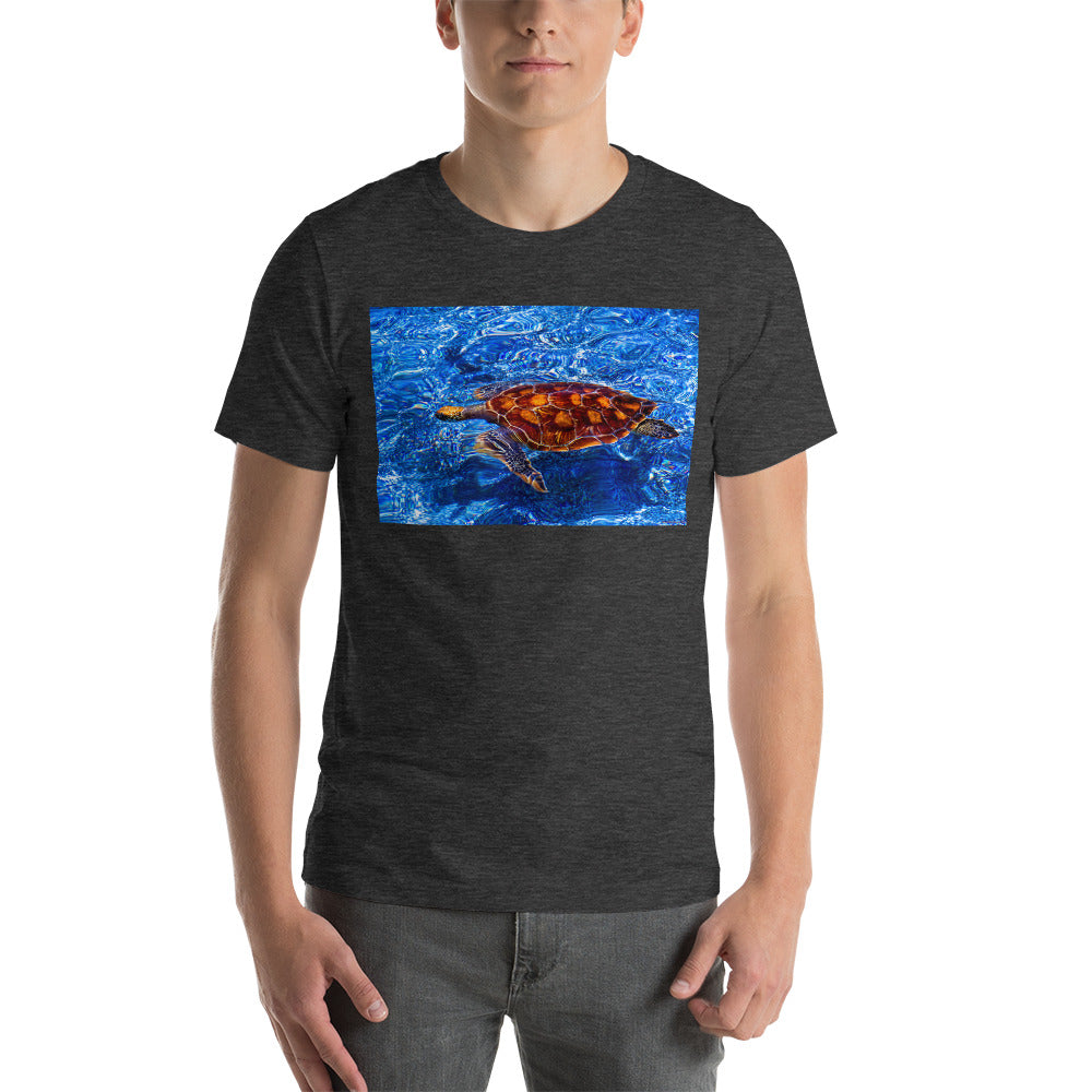 Classic Crew Neck Tee - Turtle in Blue Water - Ronz-Design-Unique-Apparel
