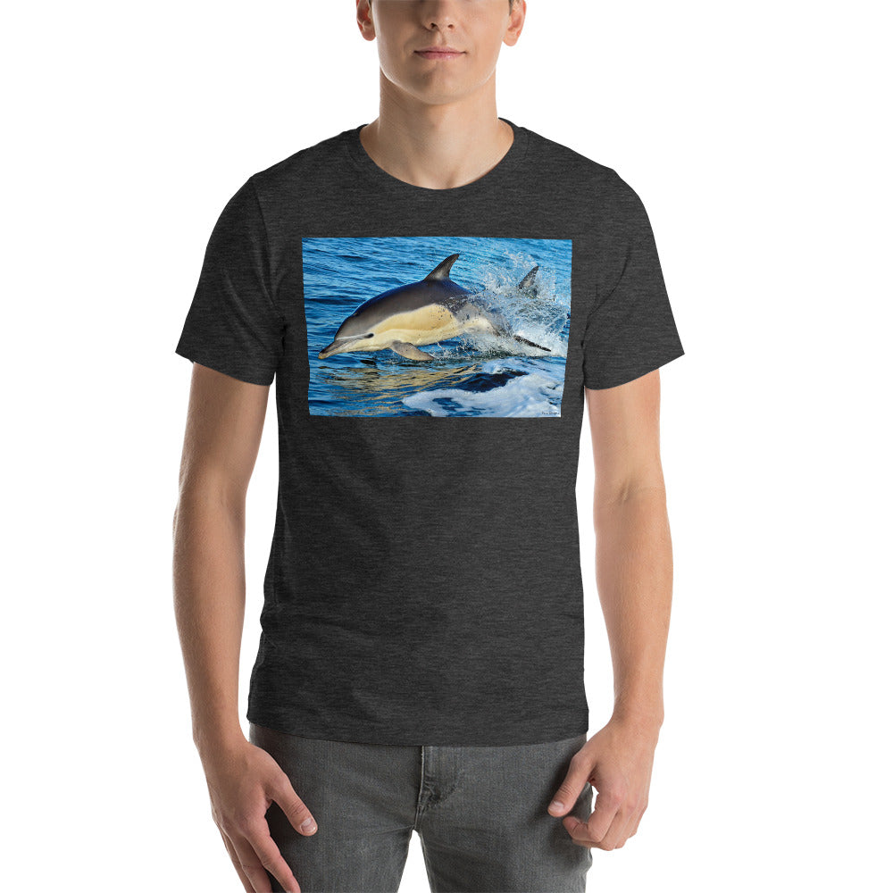Classic Crew Neck Tee - Dolphin Rising - Ronz-Design-Unique-Apparel