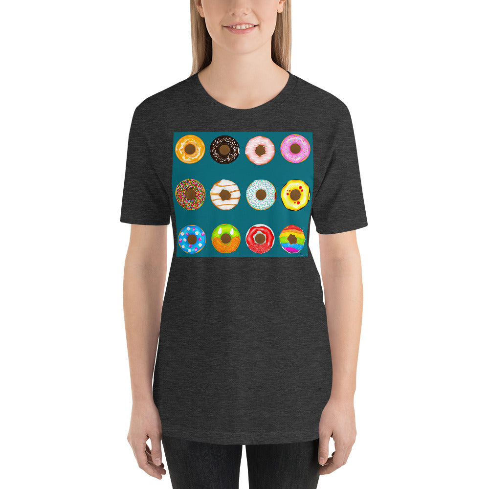 Premium Soft Crew Neck - Donuts on Blue Green Background