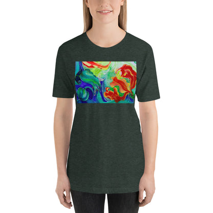 Classic Crew Neck Tee - Red Flowers Watercolor #3 - Ronz-Design-Unique-Apparel