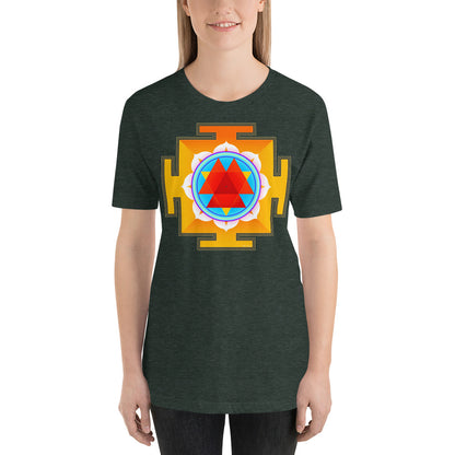 Classic Crew Neck Tee - Red & Blue Yantra - Ronz-Design-Unique-Apparel