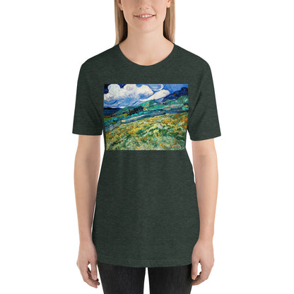 Classic Crew Neck Tee - van Gogh: Mountainous Landscape Behind St-Paul Hospital - Ronz-Design-Unique-Apparel