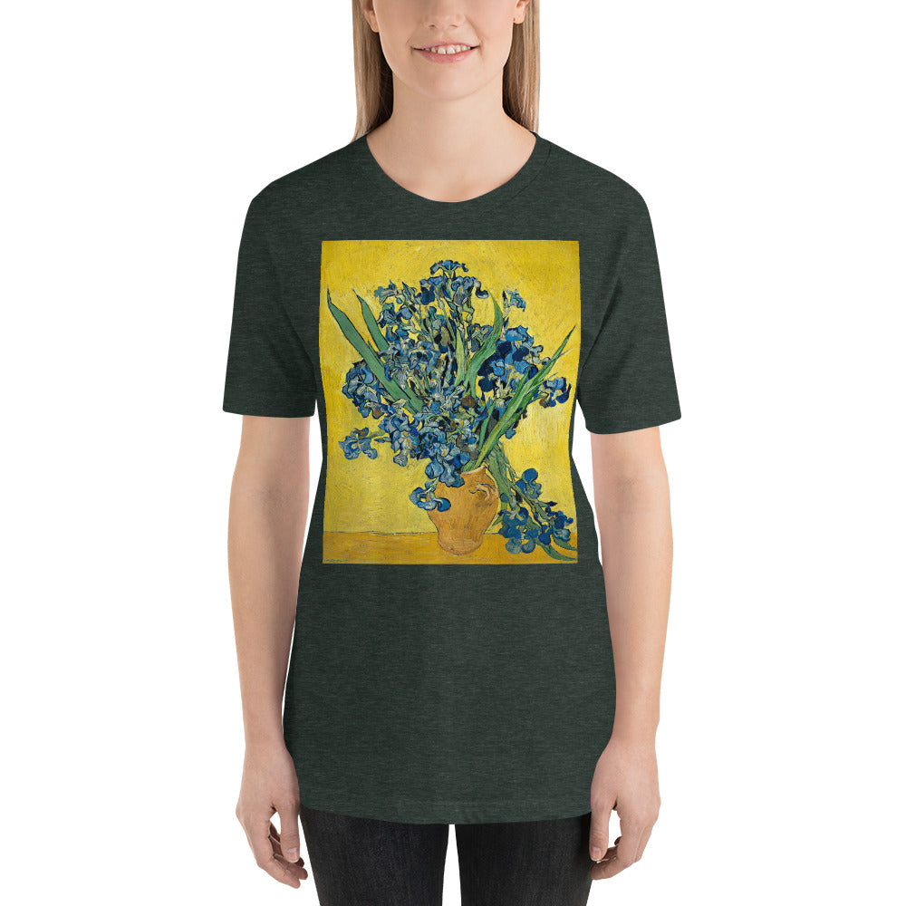 Classic Crew Neck Tee - van Gogh: Vase with Irises Against a Yellow Background - Ronz-Design-Unique-Apparel