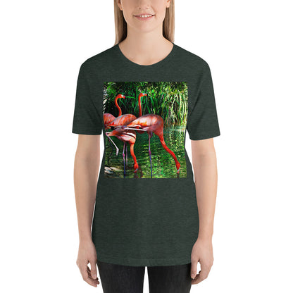 Classic Crew Neck Tee - Pink Flamingos - Ronz-Design-Unique-Apparel