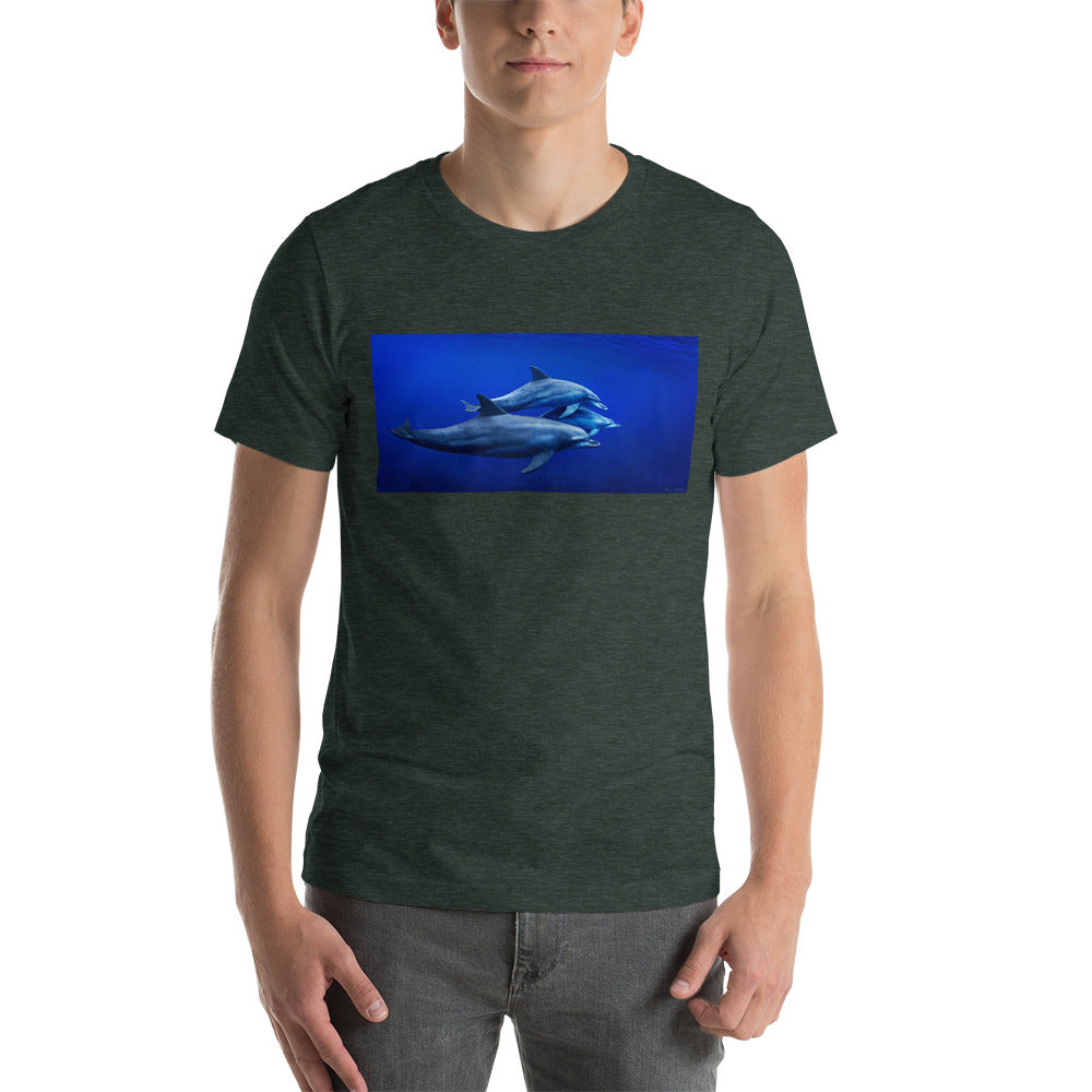 Classic Crew Neck Tee - Blue Dolphins - Ronz-Design-Unique-Apparel
