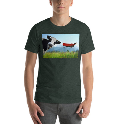 Classic Crew Neck Tee - Cow & Super Dog - Ronz-Design-Unique-Apparel